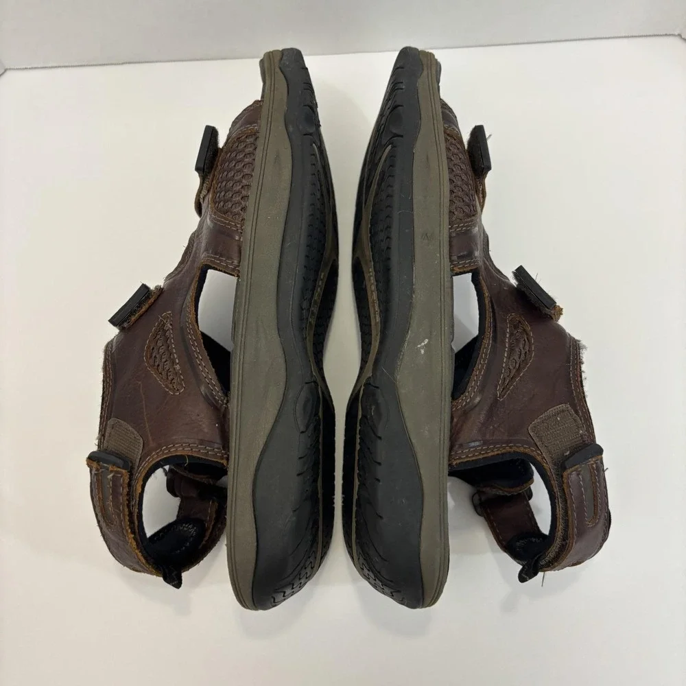 L.L.Bean Leather Hiking Sandals Mens Size 11 M Brown Hook Loop Comfort Shoes